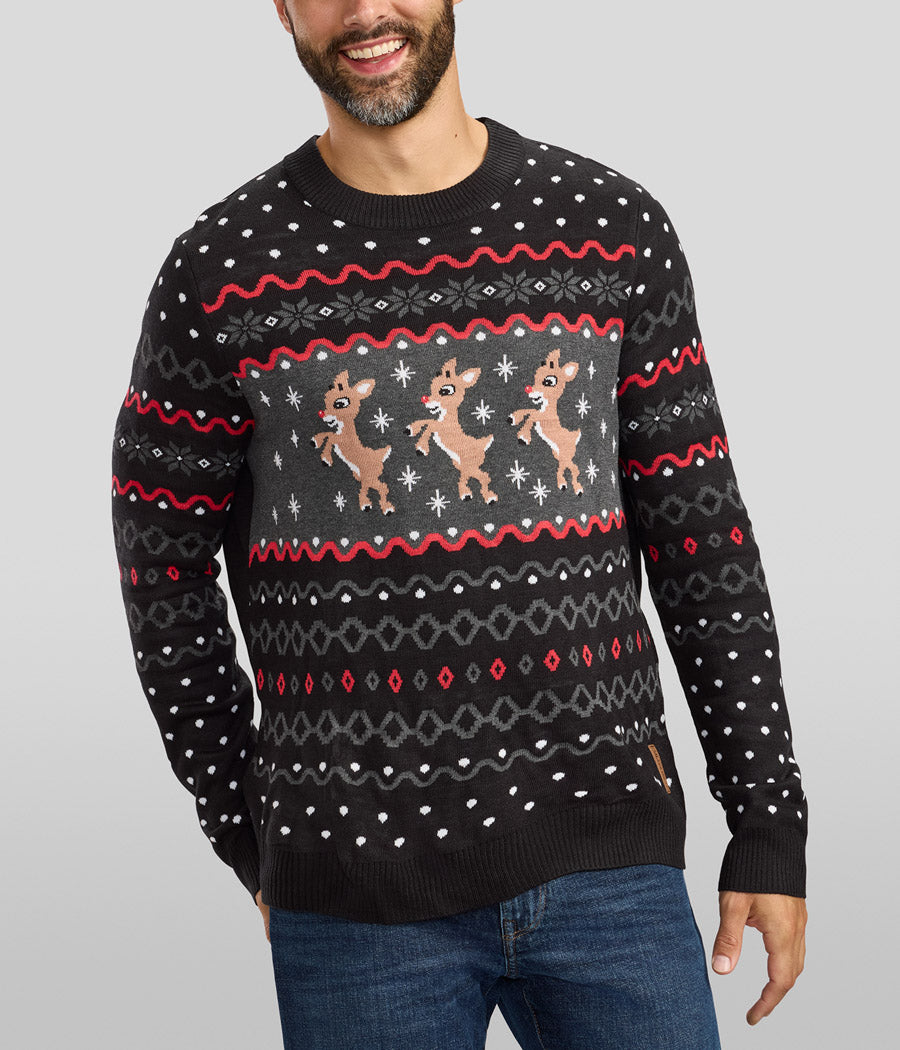 Men's Dark Fair Isle Rudolph Ugly Christmas Sweater