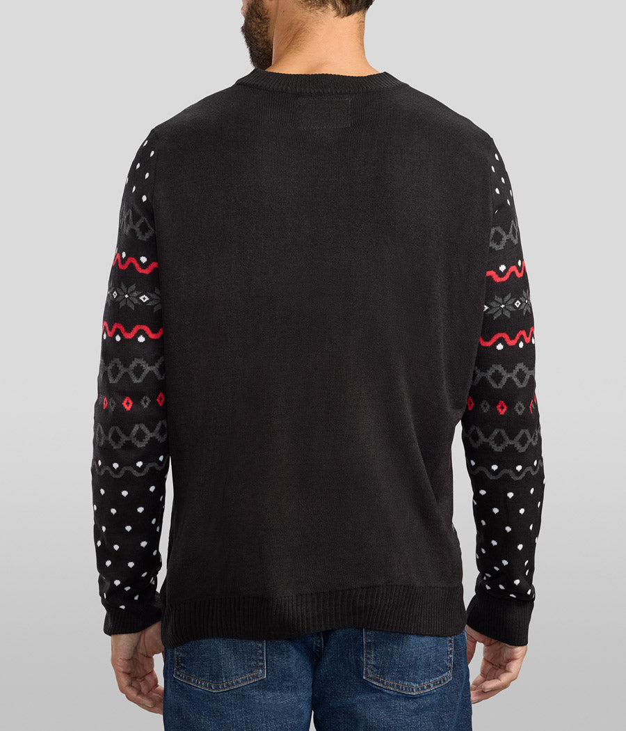 Men's Dark Fair Isle Rudolph Ugly Christmas Sweater Image 2
