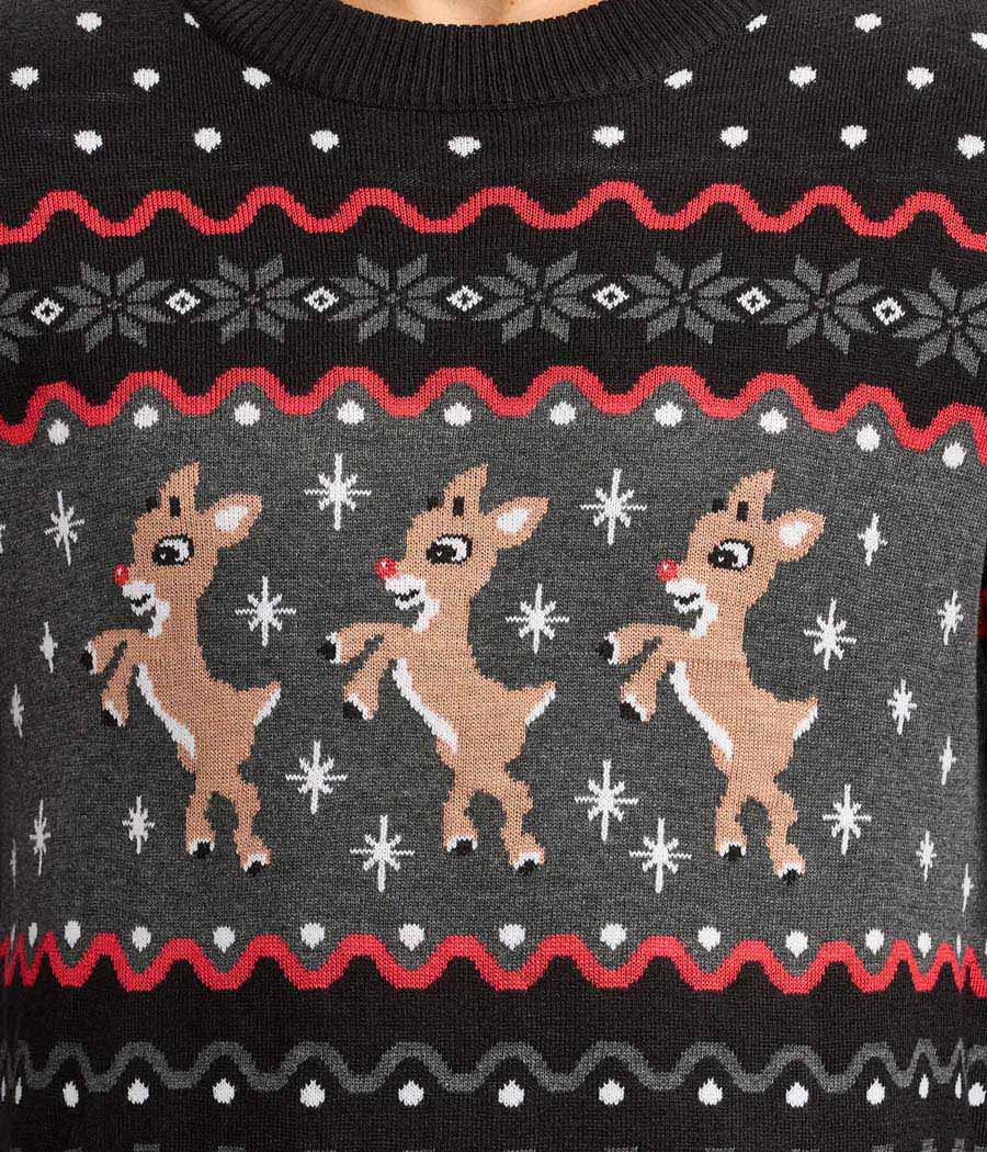 Men's Dark Fair Isle Rudolph Ugly Christmas Sweater