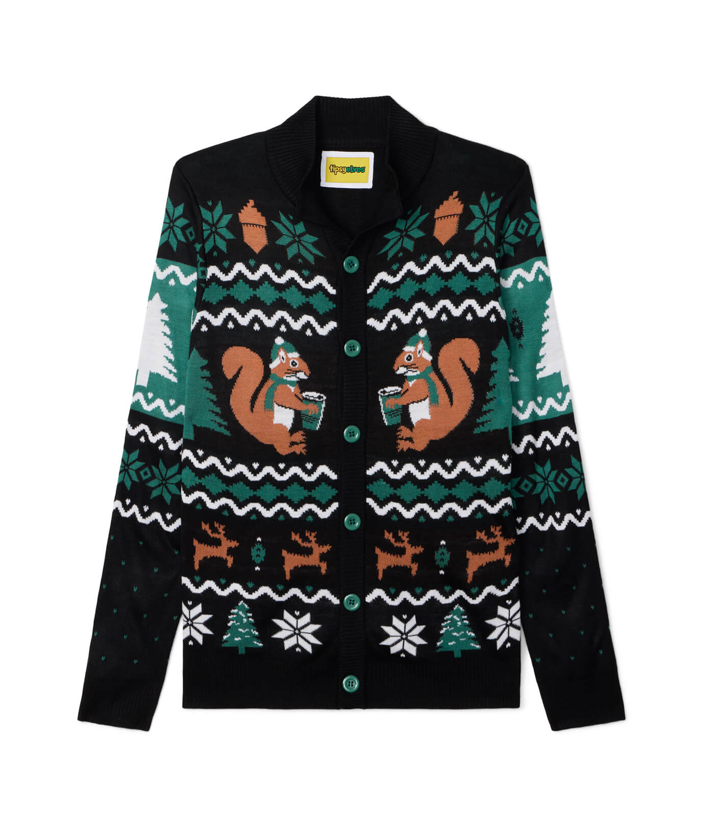 Men's Nutty Noel Ugly Christmas Cardigan Sweater
