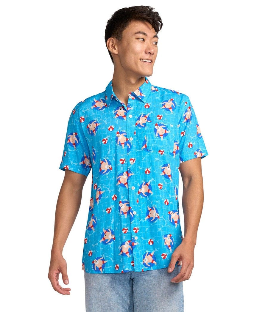 Men's Pool Boy Santa Button Down Shirt Image 2