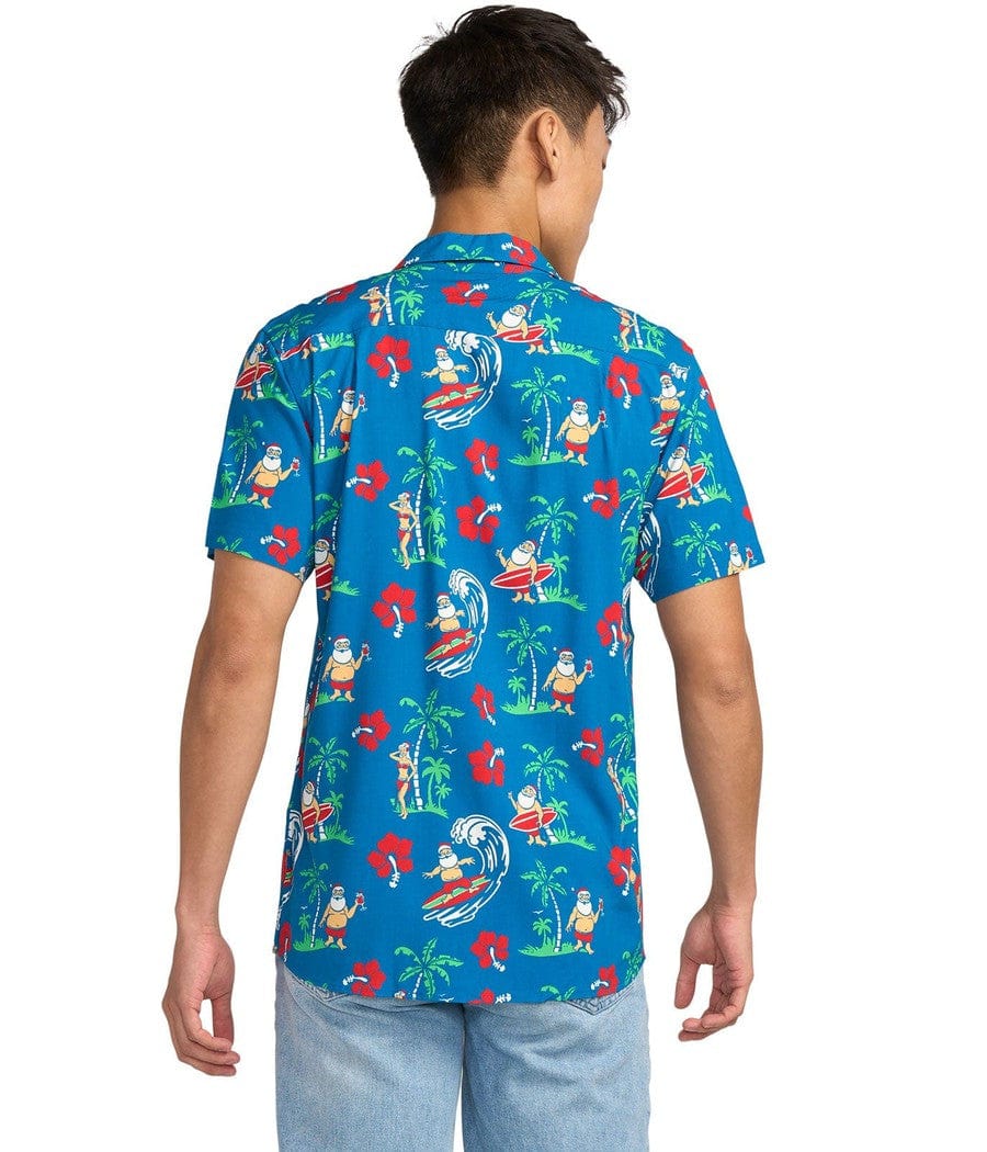 Men's Surf's Up Santa Button Down Shirt