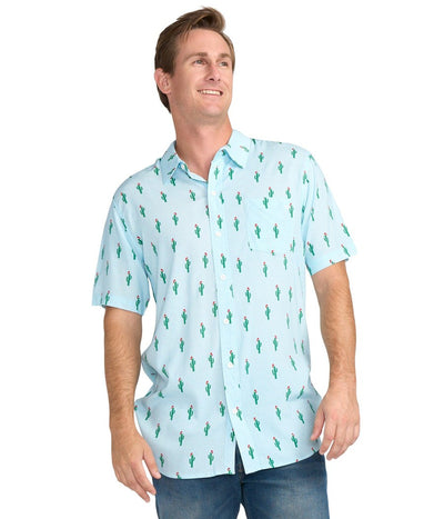 Men's Christmas Cactus Button Down Shirt Image 2