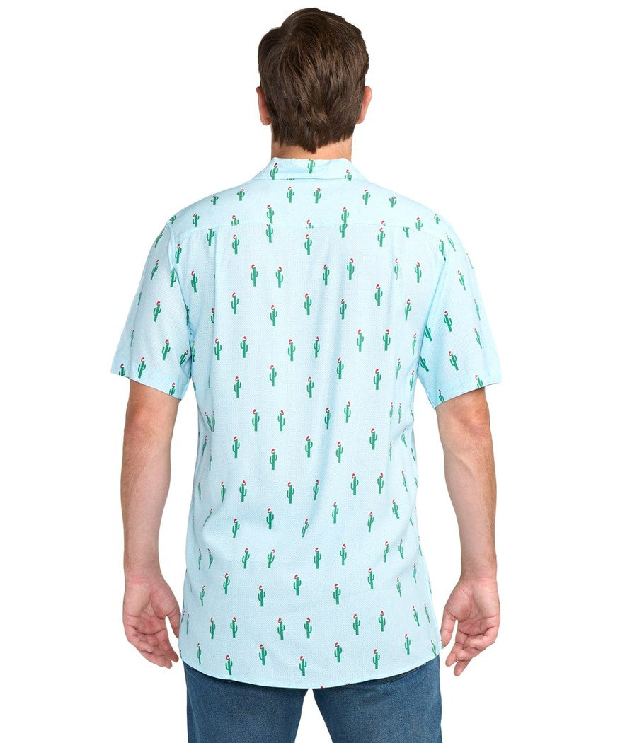 Men's Christmas Cactus Button Down Shirt Image 3