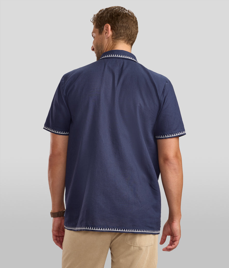 Men's Festive Flamingo Linen Cabana Shirt