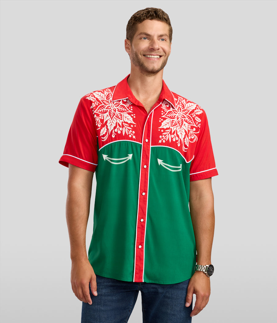 Men's Christmas Cowboy Button Down Shirt Image 2
