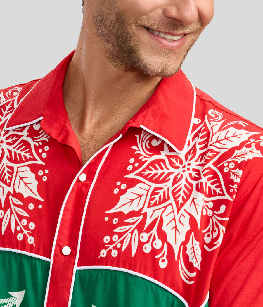 Men's Christmas Cowboy Button Down Shirt