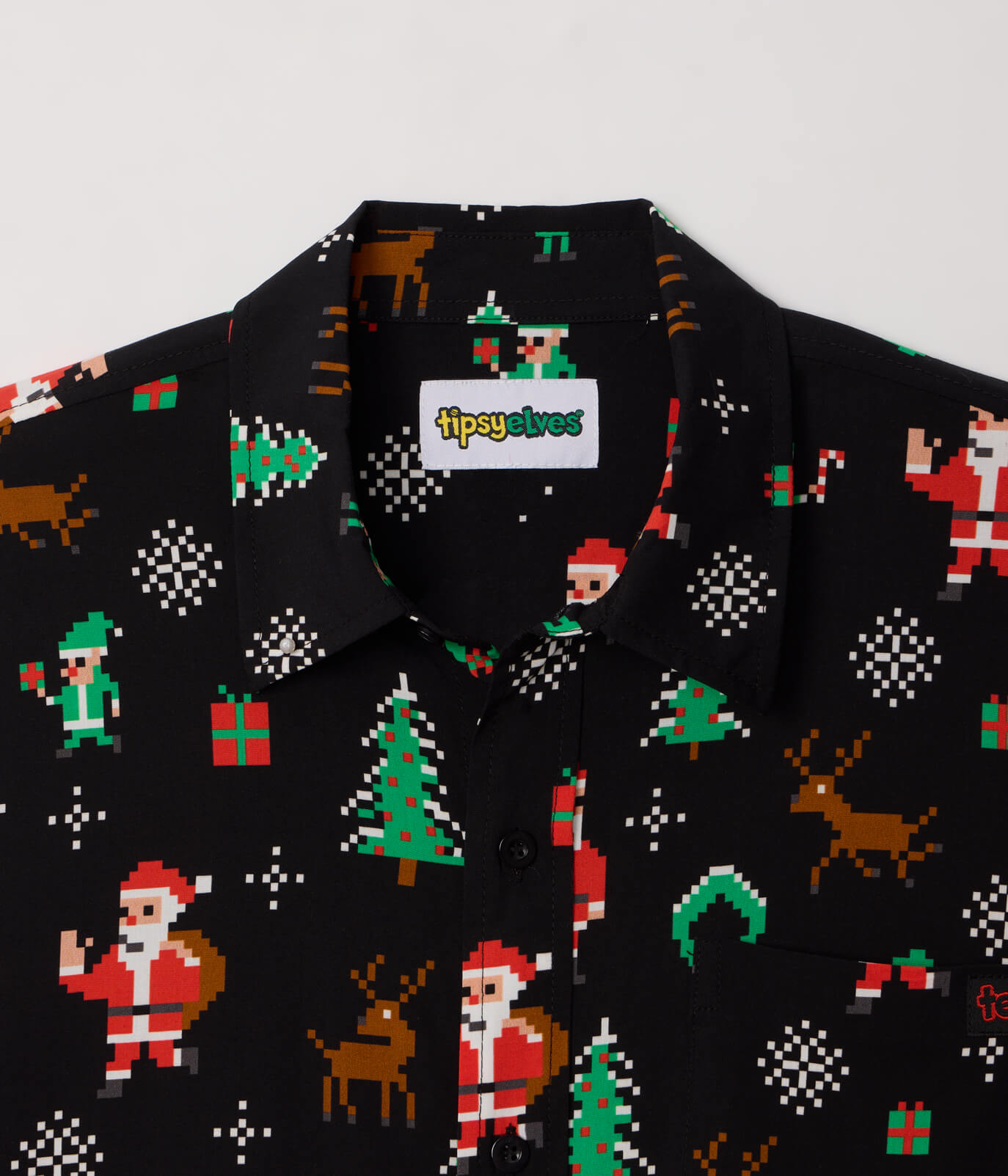 Men's 8-Bit Santa Button Down Shirt