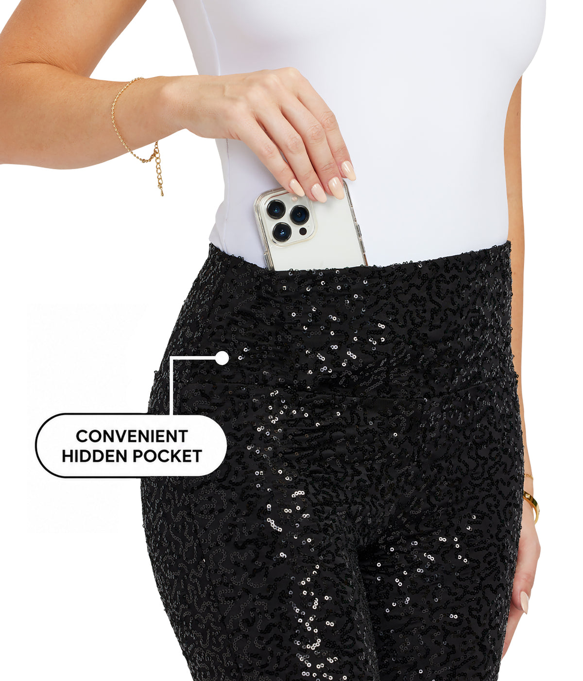 Black Sequin High Waisted Leggings