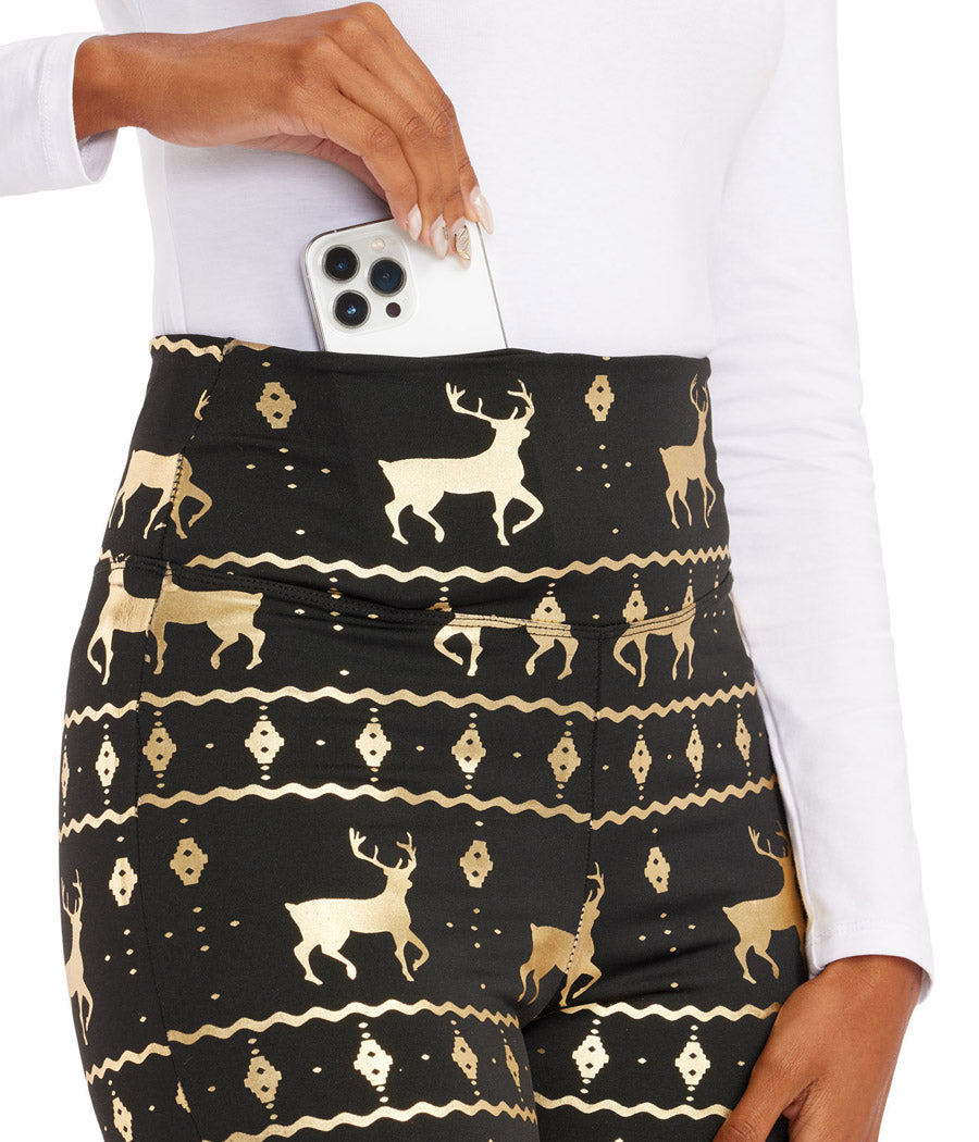 Black and Gold Fair Isle High Waisted Leggings