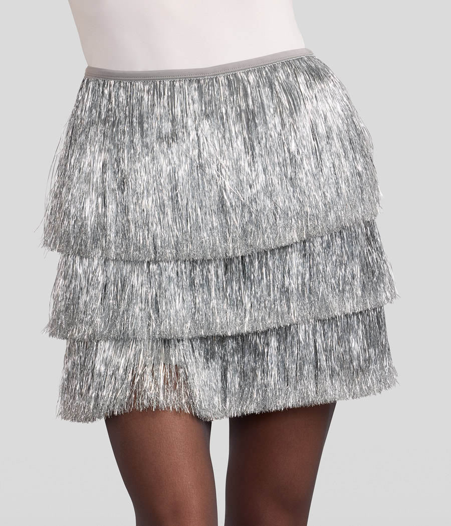 Women's Silver Tinsel Fringe Shorts