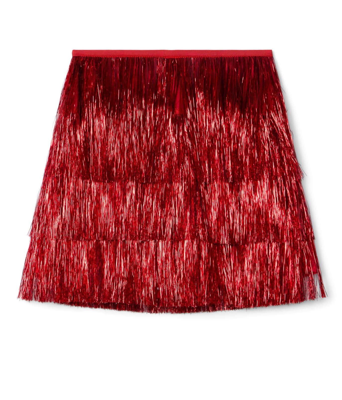 Women's Red Tinsel Fringe Shorts