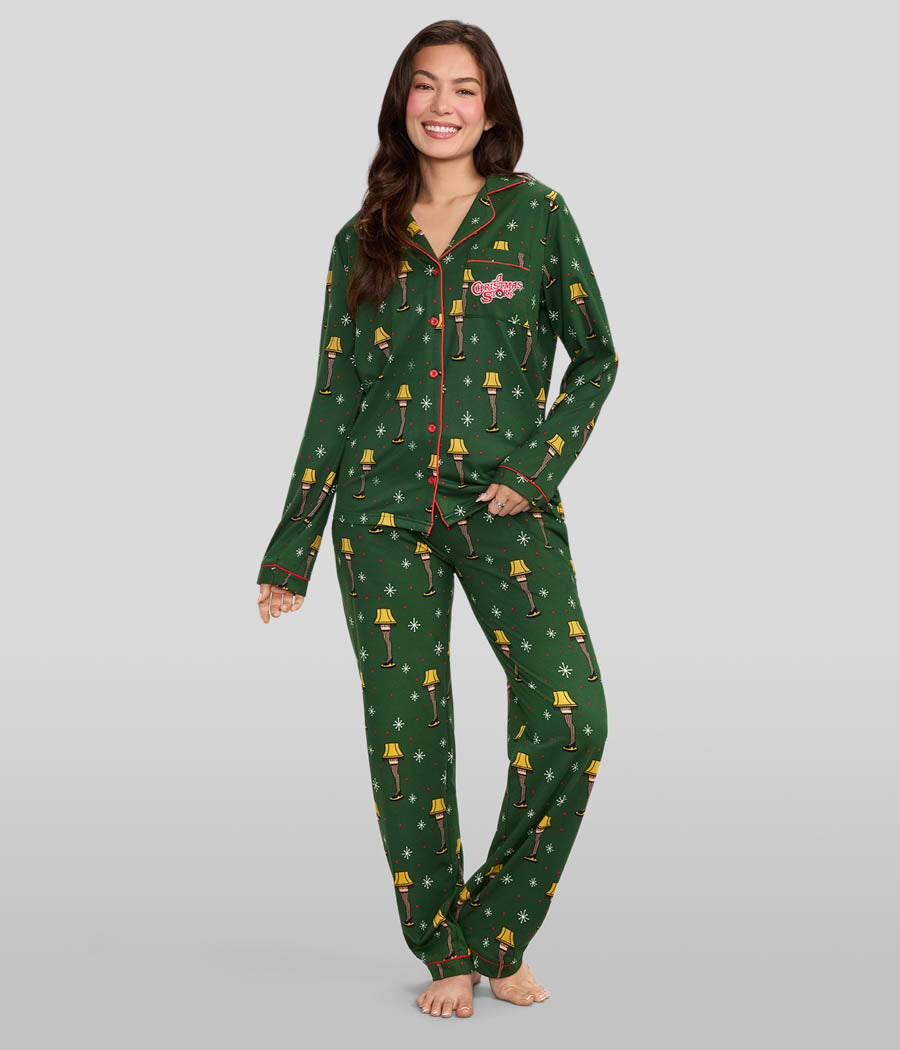 Women's Leg Lamp Lapel Pajama Set