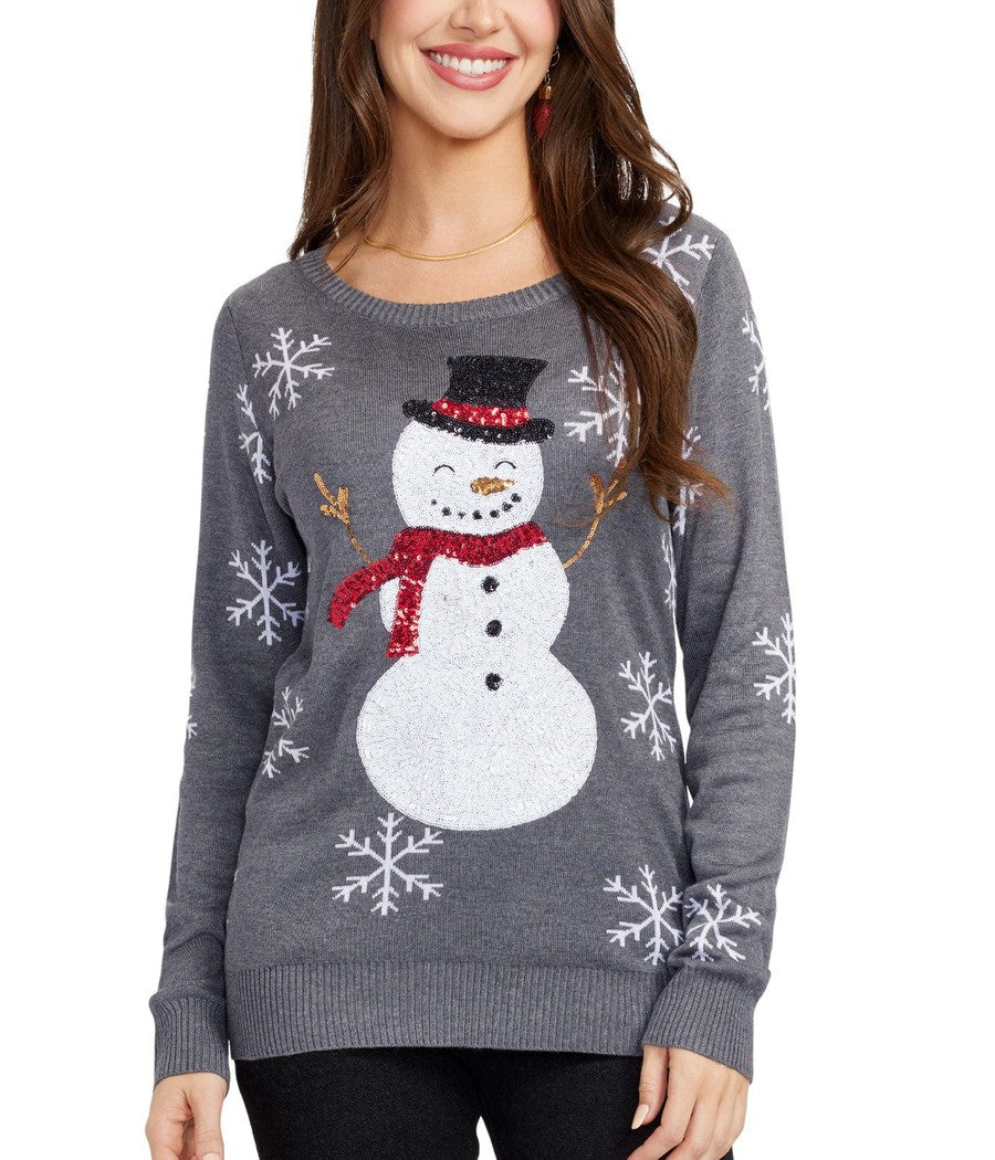Women's Sequined Snow Day Ugly Christmas Sweater Primary Image