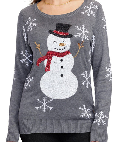 Women's Sequined Snow Day Ugly Christmas Sweater Image 3