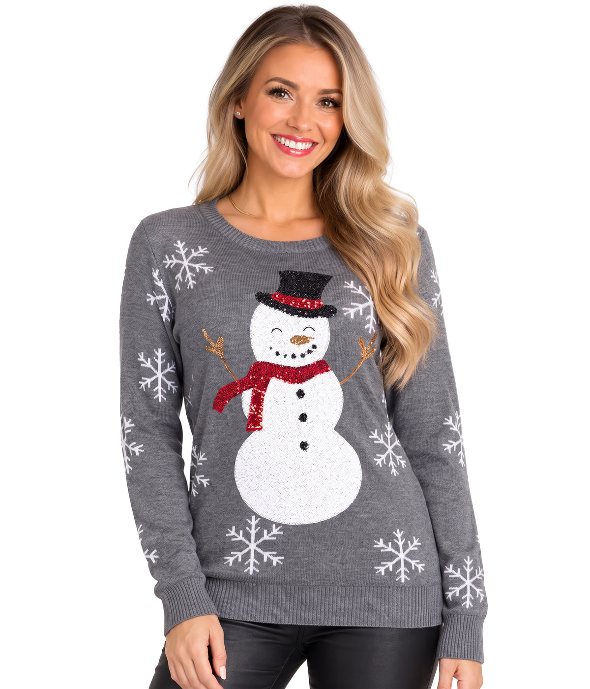 Women's Sequined Snow Day Ugly Christmas Sweater Image 2