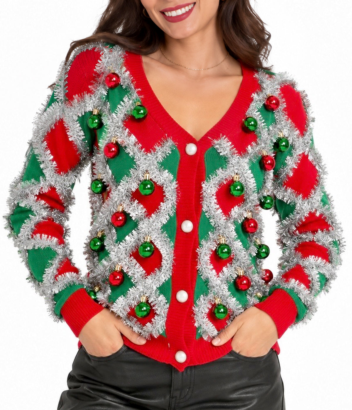 Women's Tacky Tinsel Cardigan Sweater