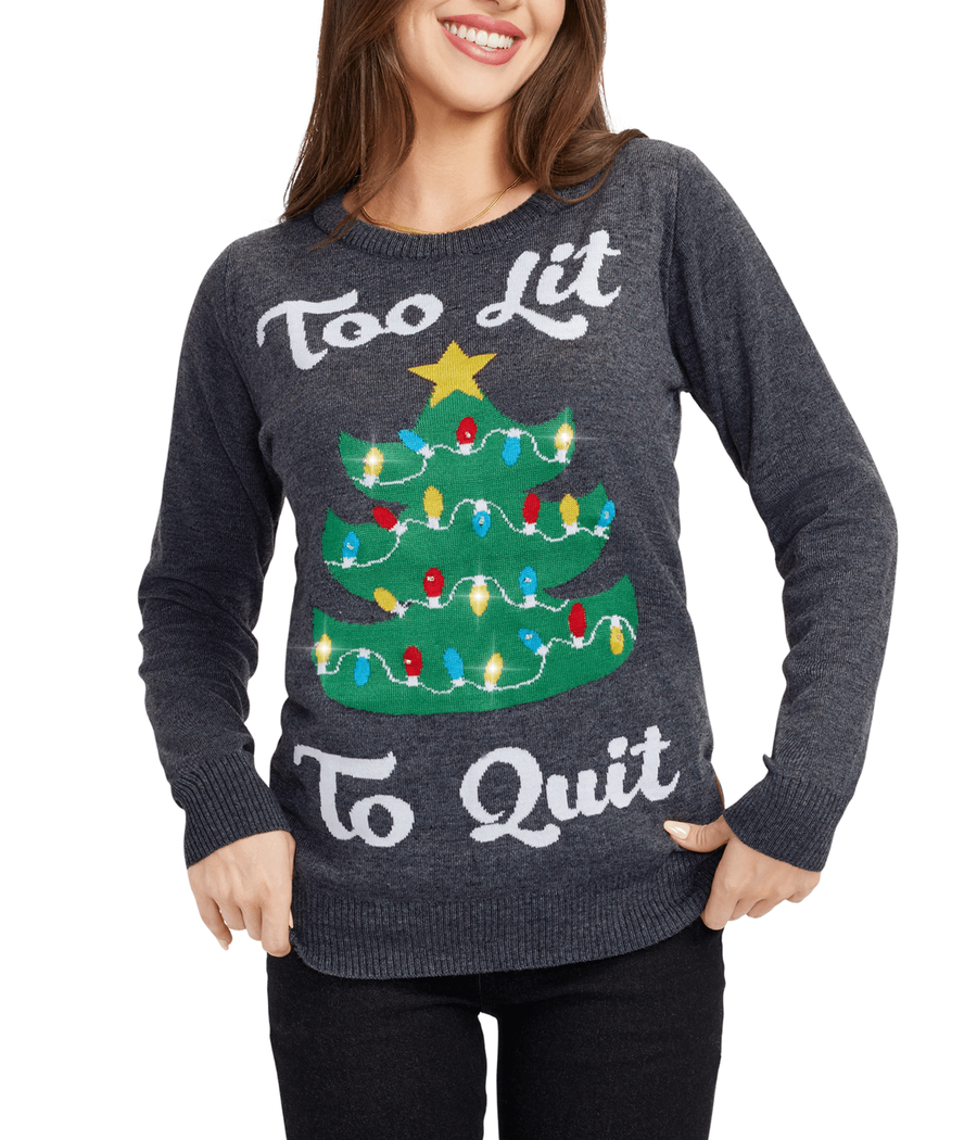 Women's Too Lit Light Up Ugly Christmas Sweater