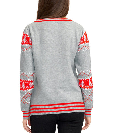 Women's Sequin Rudolph Light Up Ugly Christmas Sweater Image 2