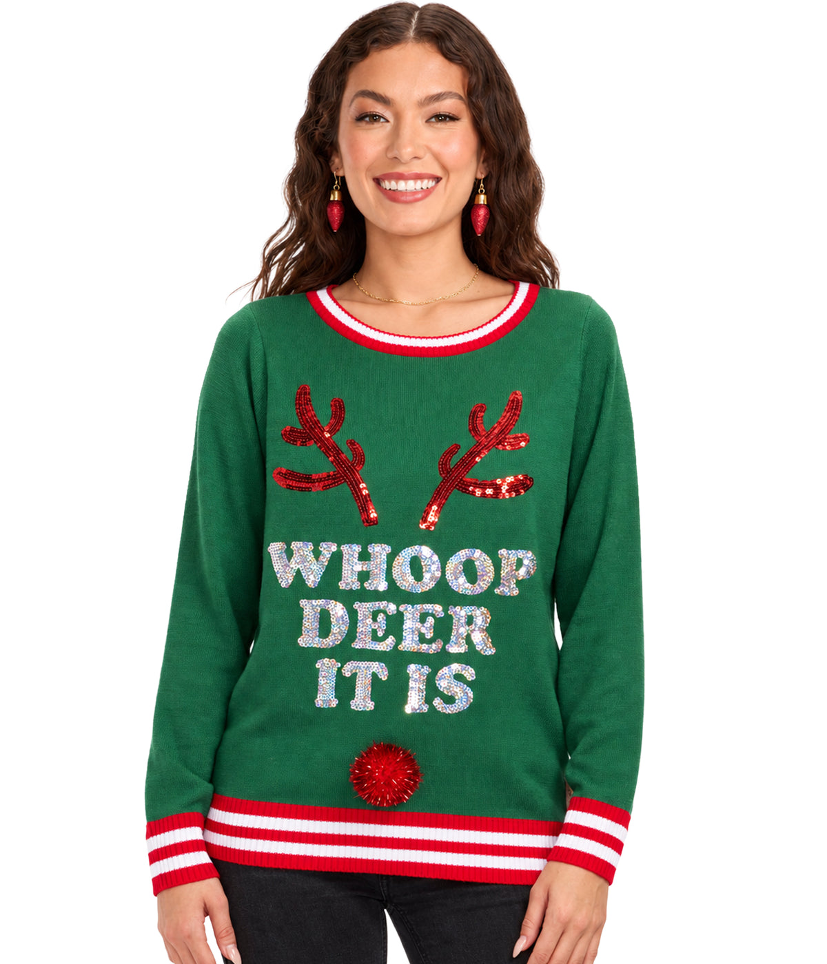 Women's Whoop Deer It Is Ugly Christmas Sweater Image 2