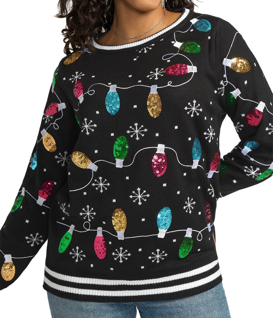 Women's Midnight String of Lights Ugly Christmas Sweater Image 3