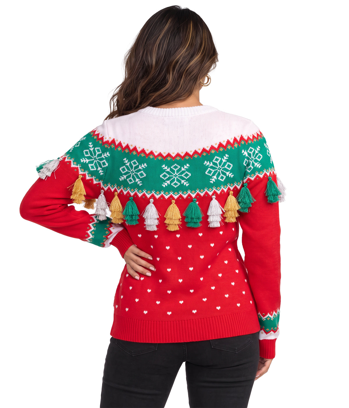 Women's Feliz Navidad Tassel Ugly Christmas Sweater Image 2