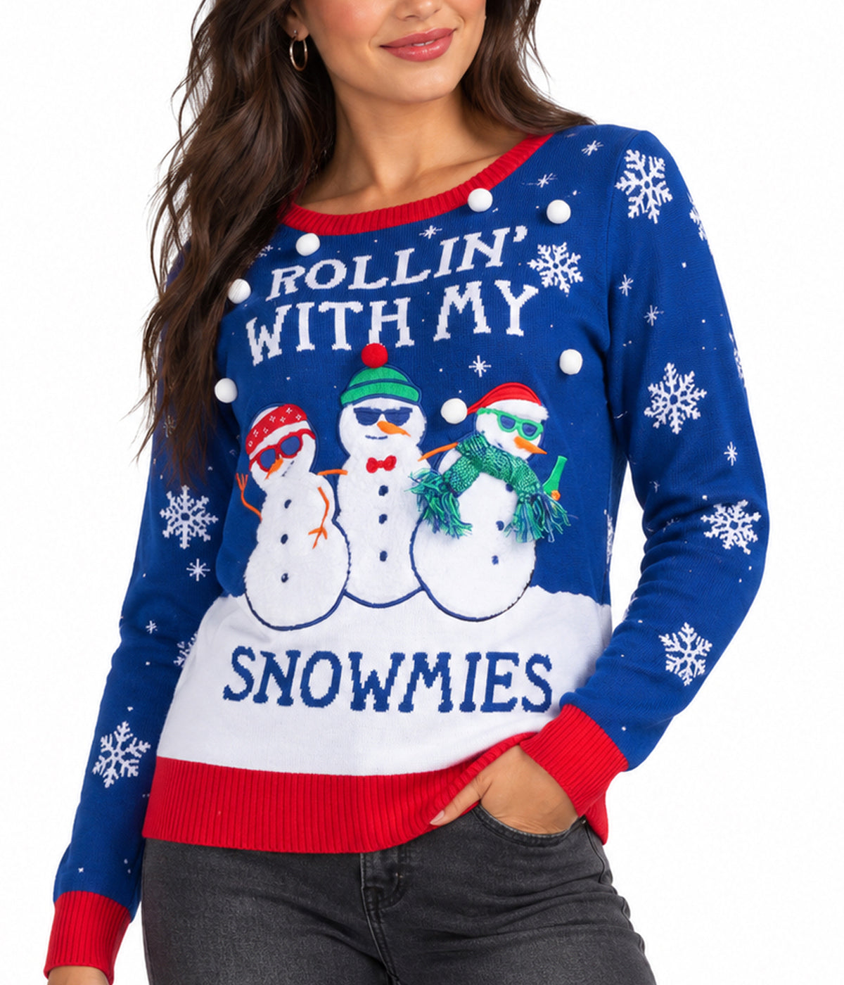 Women's Rollin' With My Snowmies Ugly Christmas Sweater