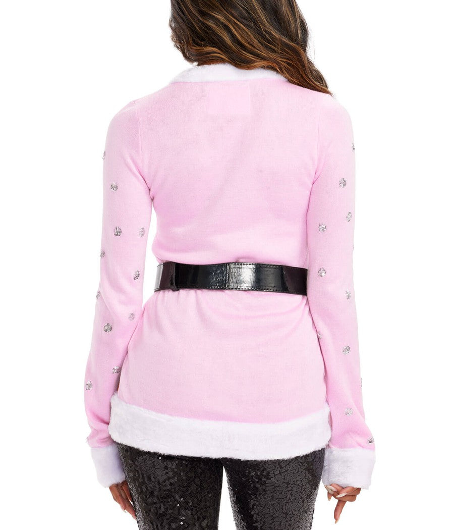 Women's Mrs. Claus in Pink Cardigan Sweater Image 2