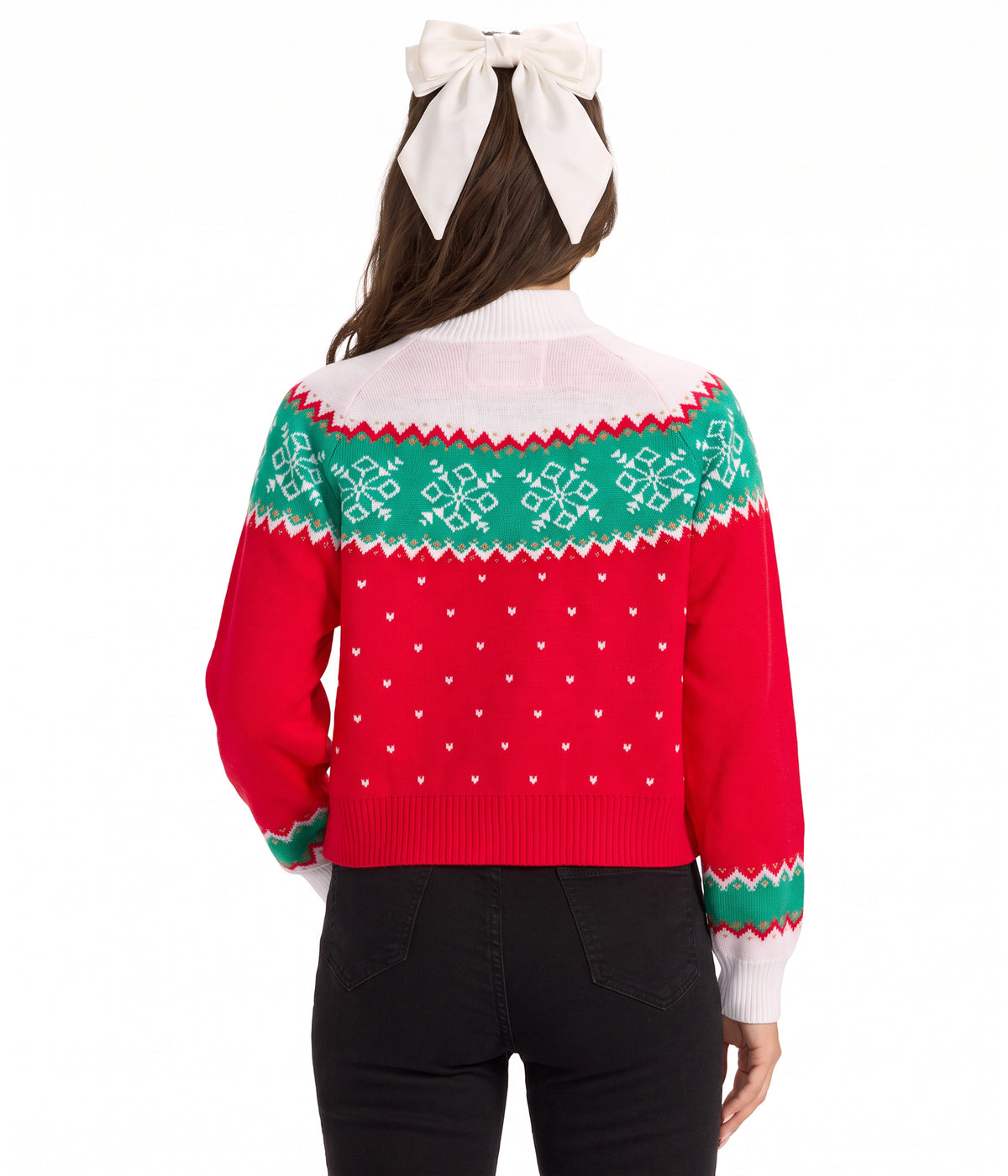 Women's Merry Christmas Tassel Turtleneck Cropped Sweater