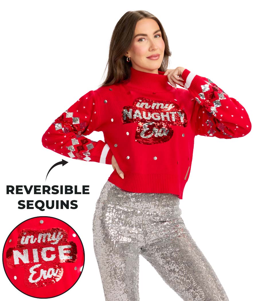 Nice Era Turtleneck Cropped Christmas Sweater | Tipsy Elves