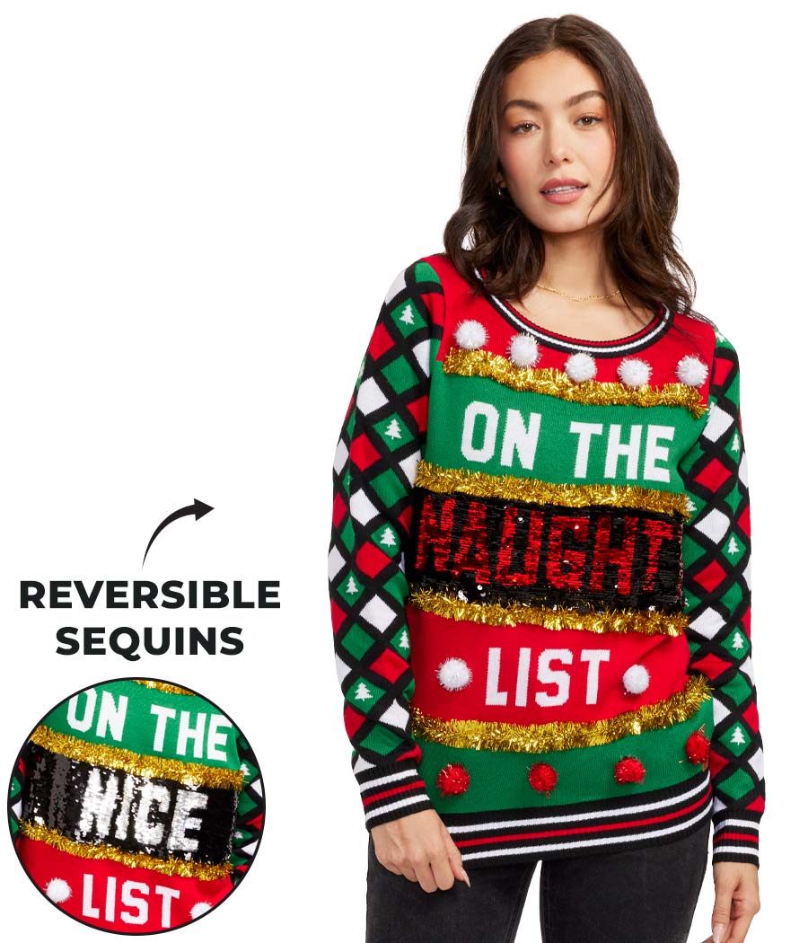 Reversible sequin christmas sweater shop