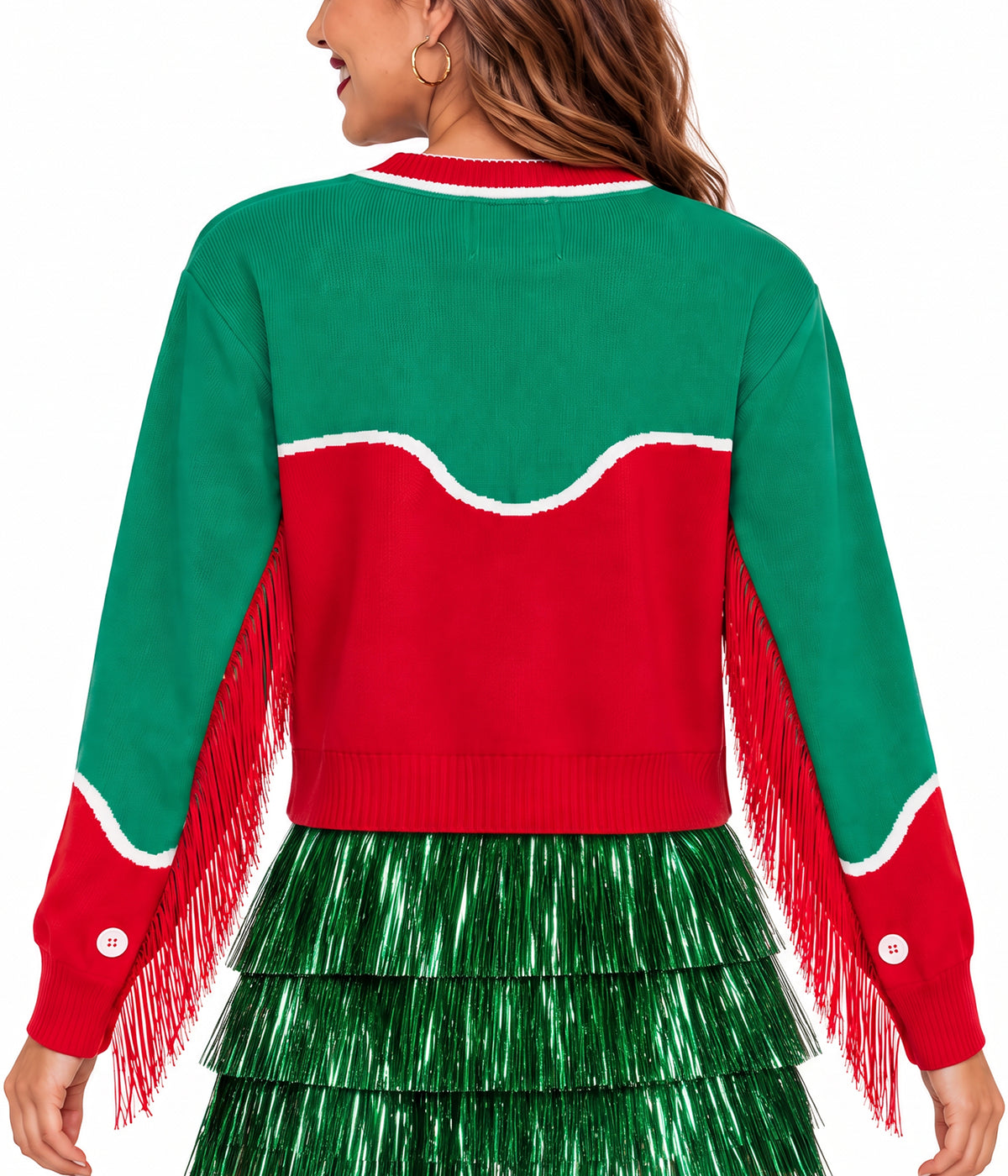 Women's Christmas Cowgirl Cropped Cardigan Sweater