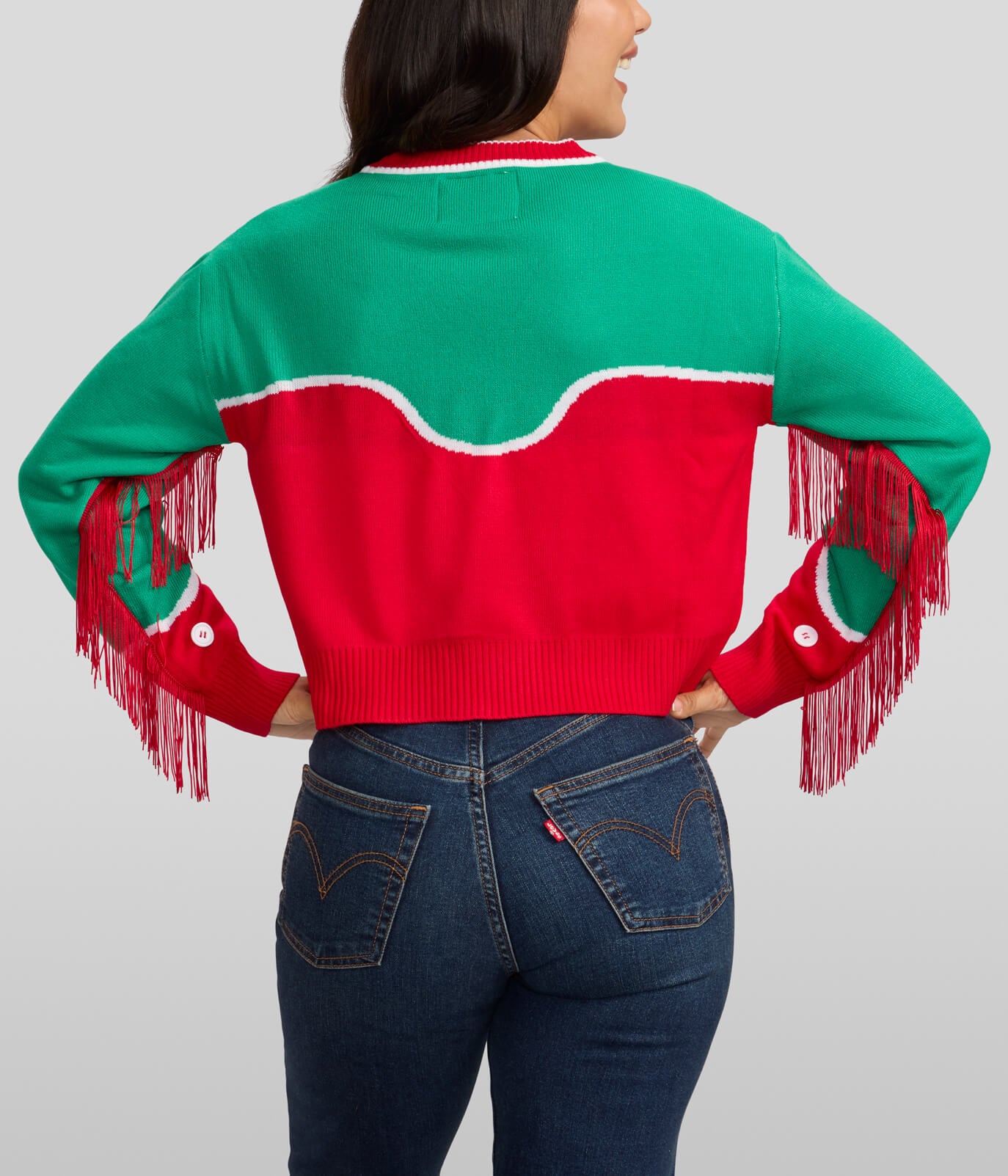 Women's Christmas Cowgirl Cropped Cardigan Sweater