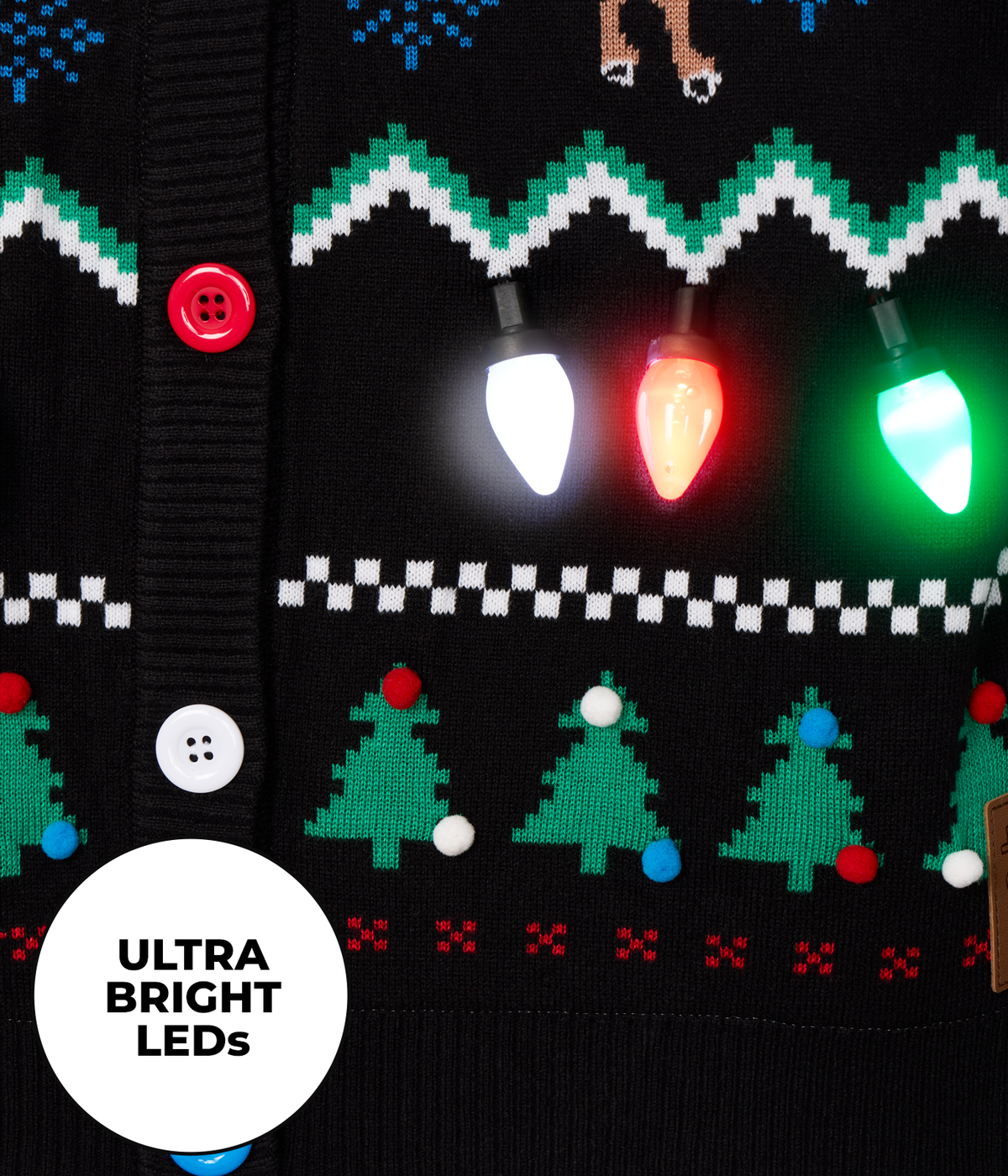 Women's Fair Isle Rudolph Light Up Christmas Cardigan Sweater Image 2