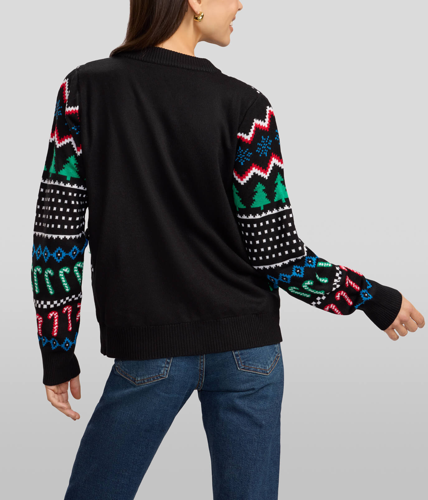 Women's Fair Isle Rudolph Light Up Christmas Cardigan Sweater Image 2