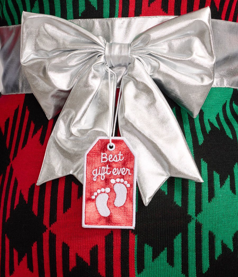 Women's Best Gift Ever Maternity Bow Christmas Sweater