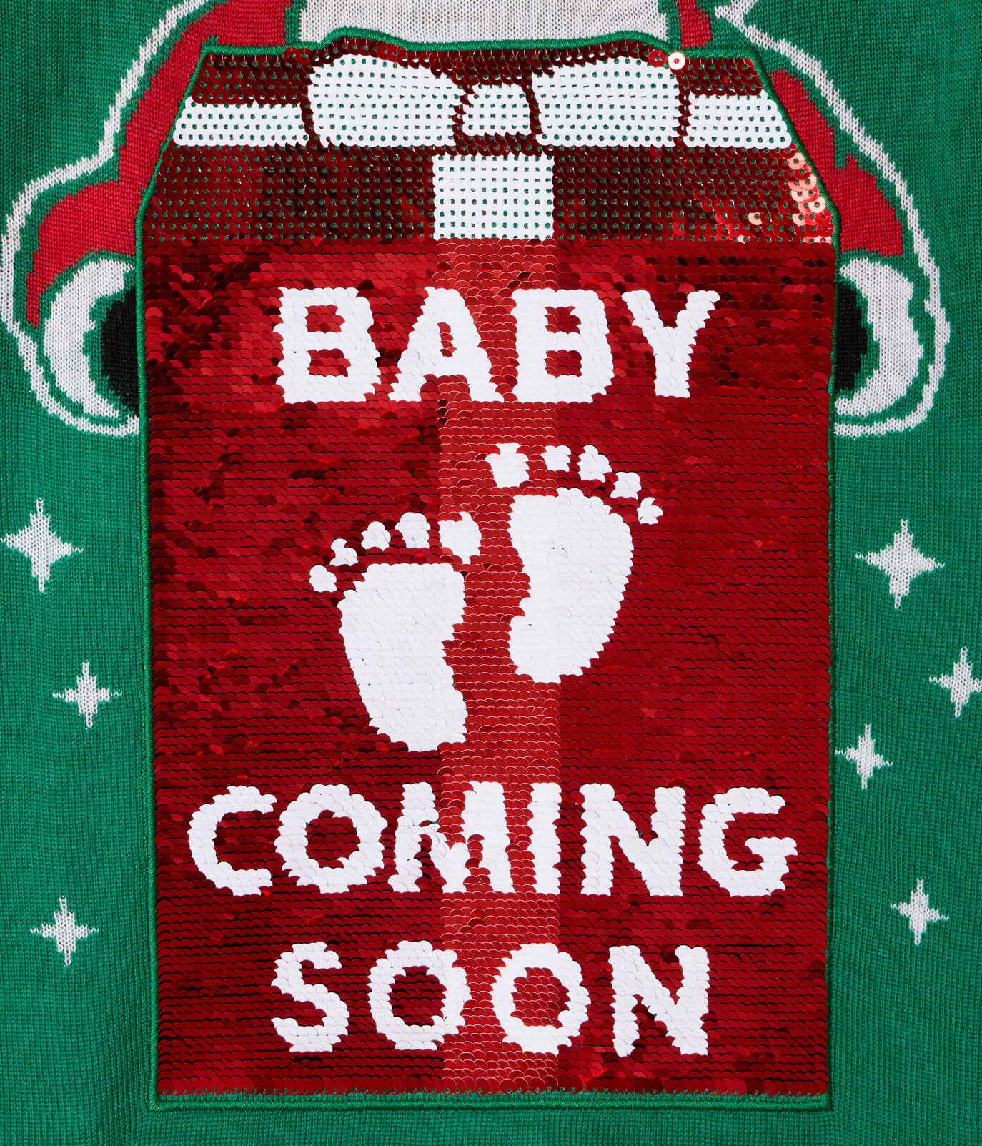 Women's Big Reveal Reversible Sequin Maternity Christmas Sweater