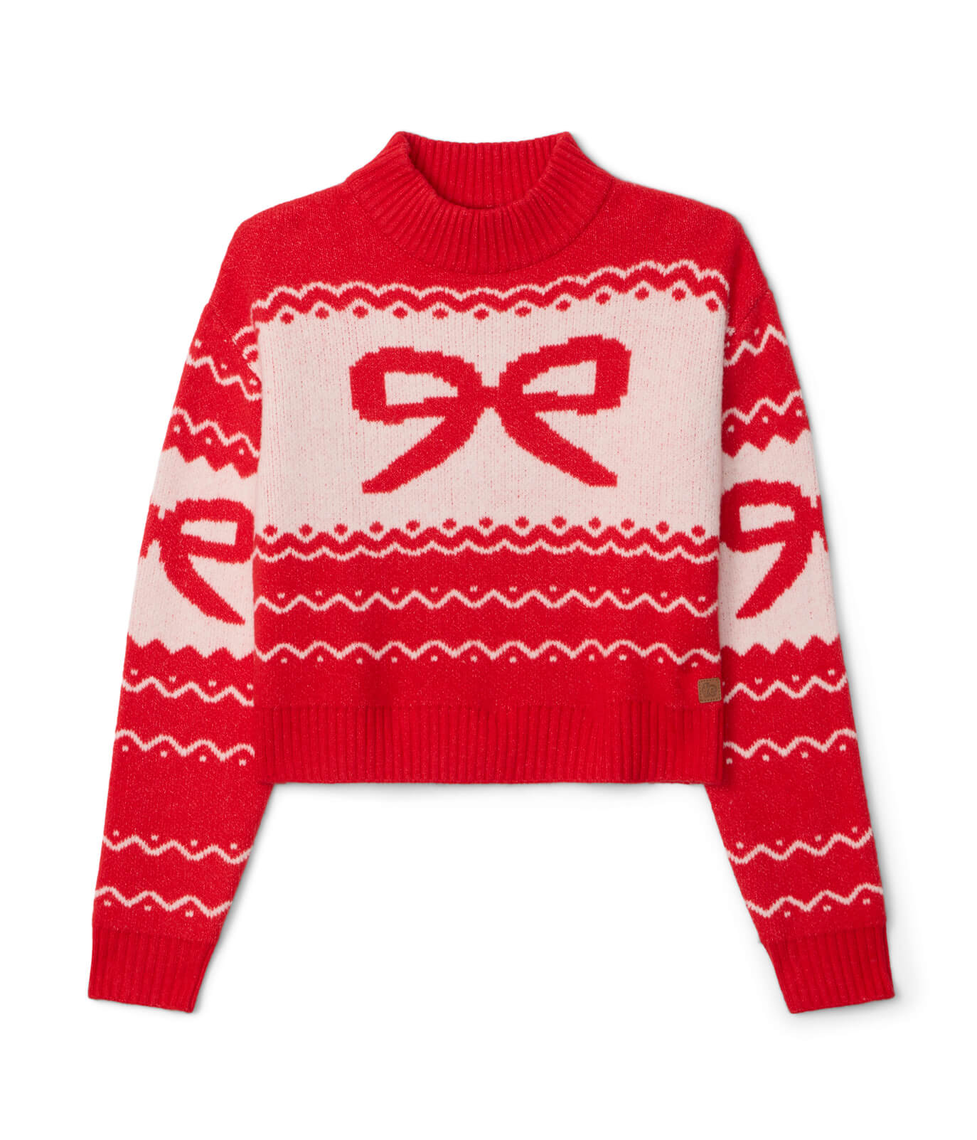 Women's Cozy Knit Bow Cropped Christmas Sweater