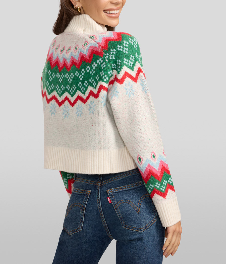 Women's Cozy Knit Oh What Fun Cropped Christmas Sweater Image 2
