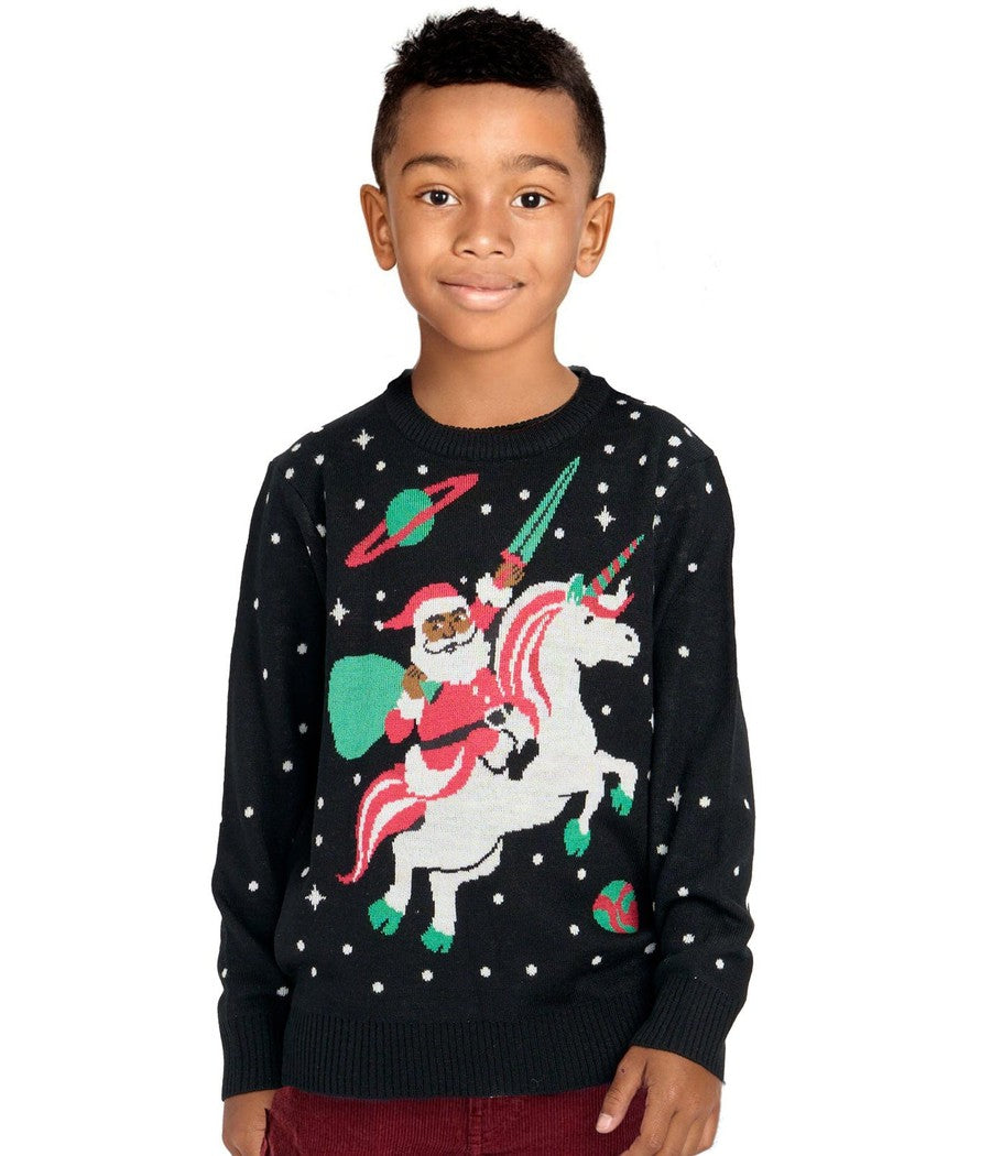 Boy's Santa Unicorn Ugly Christmas Sweater Primary Image