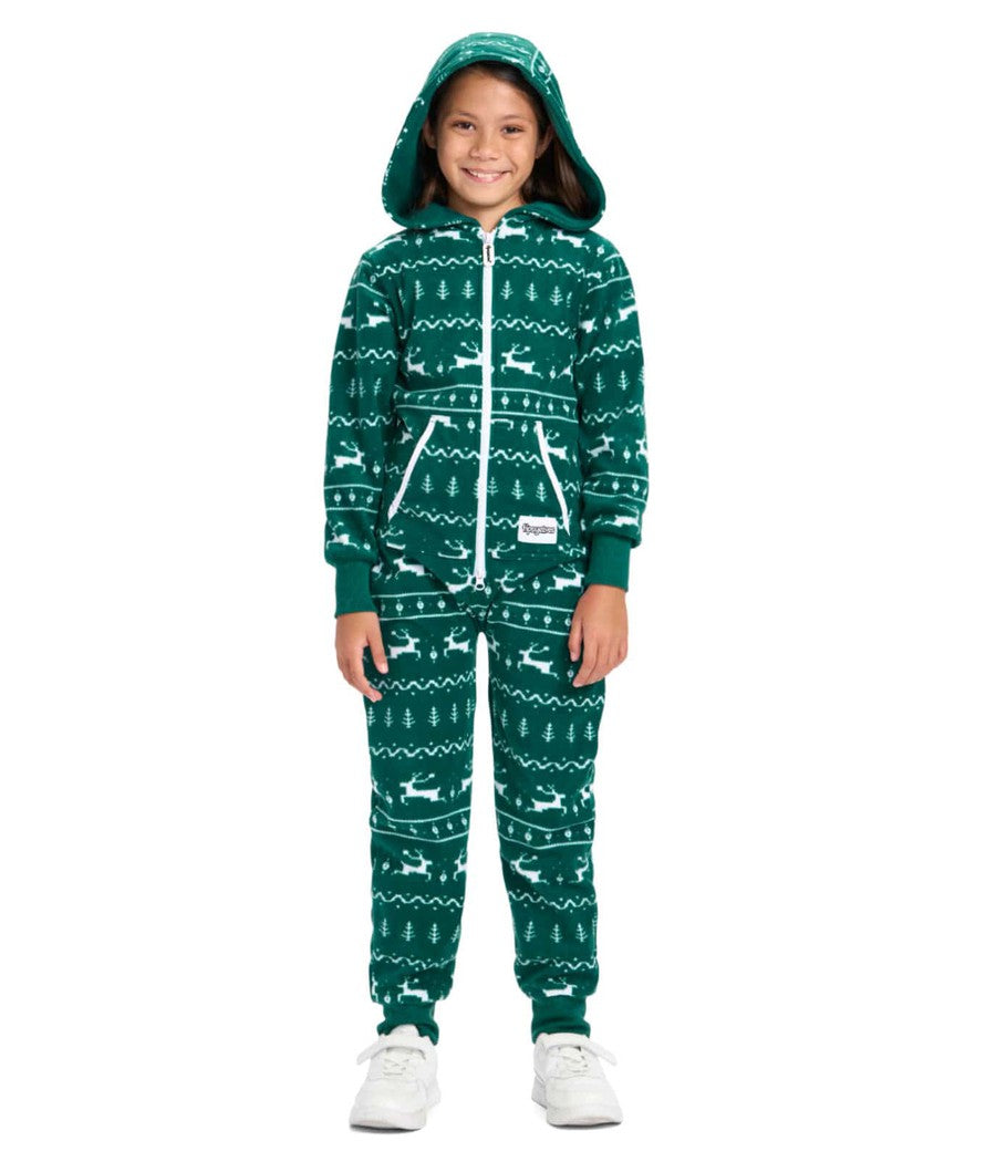 Girl's Green Fair Isle Jumpsuit