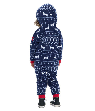 Toddler Boy's Blue Reindeer Jumpsuit Image 2