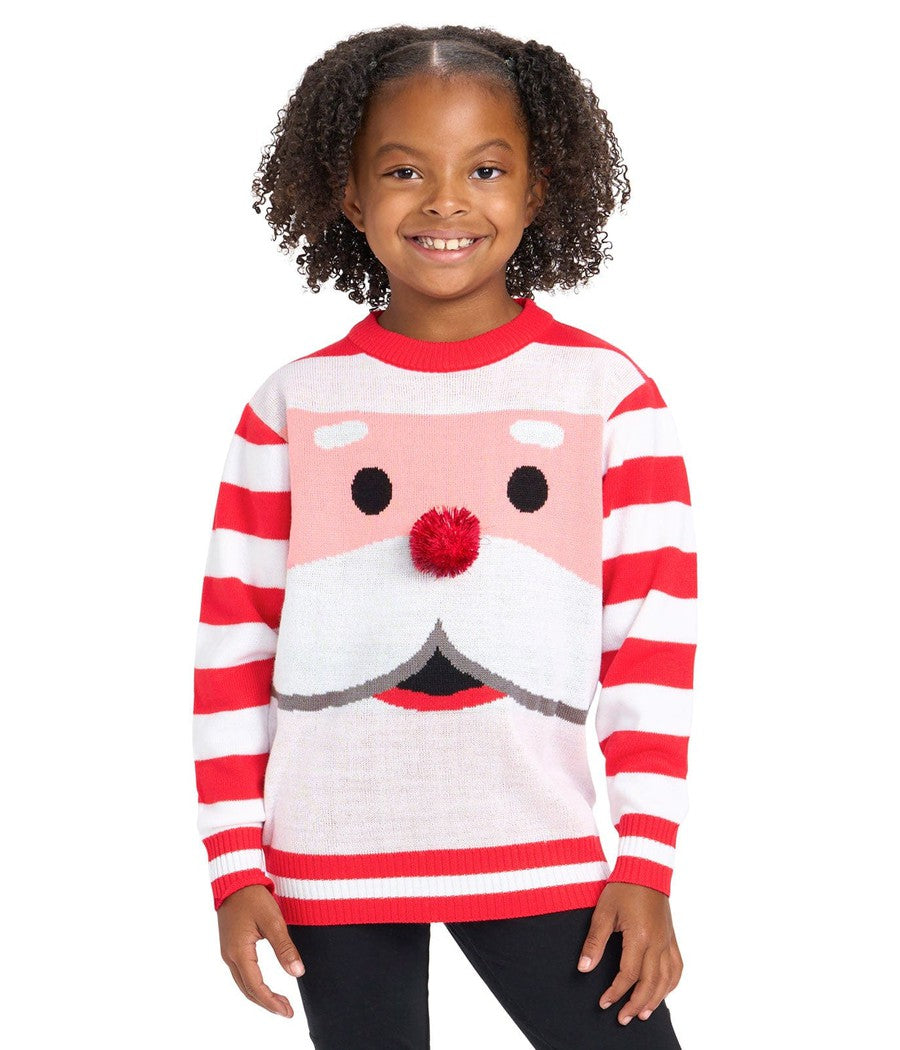 Girl's Santa's Close Up Ugly Christmas Sweater