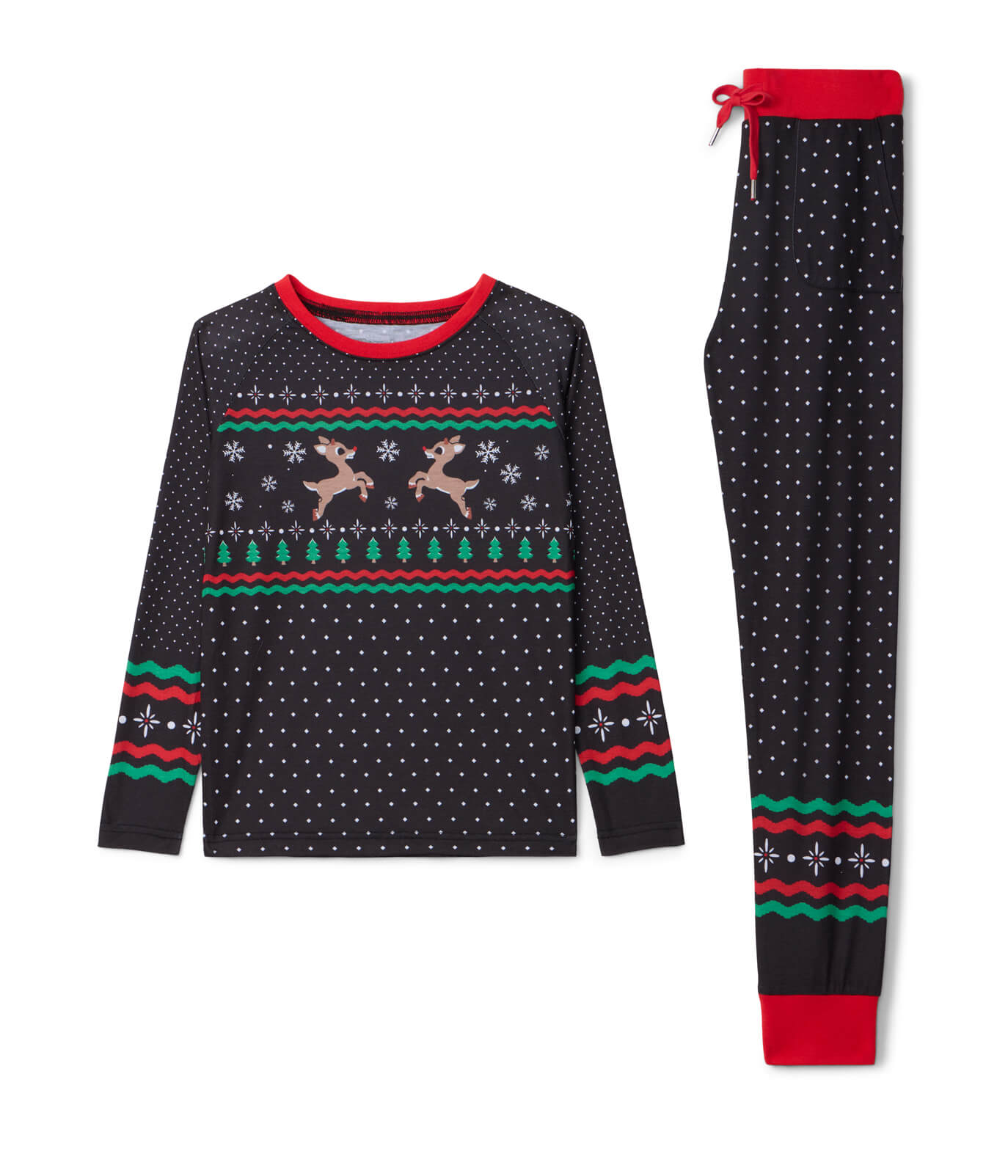 Boy's Fair Isle Rudolph Crew Neck Pajama Set Image 2