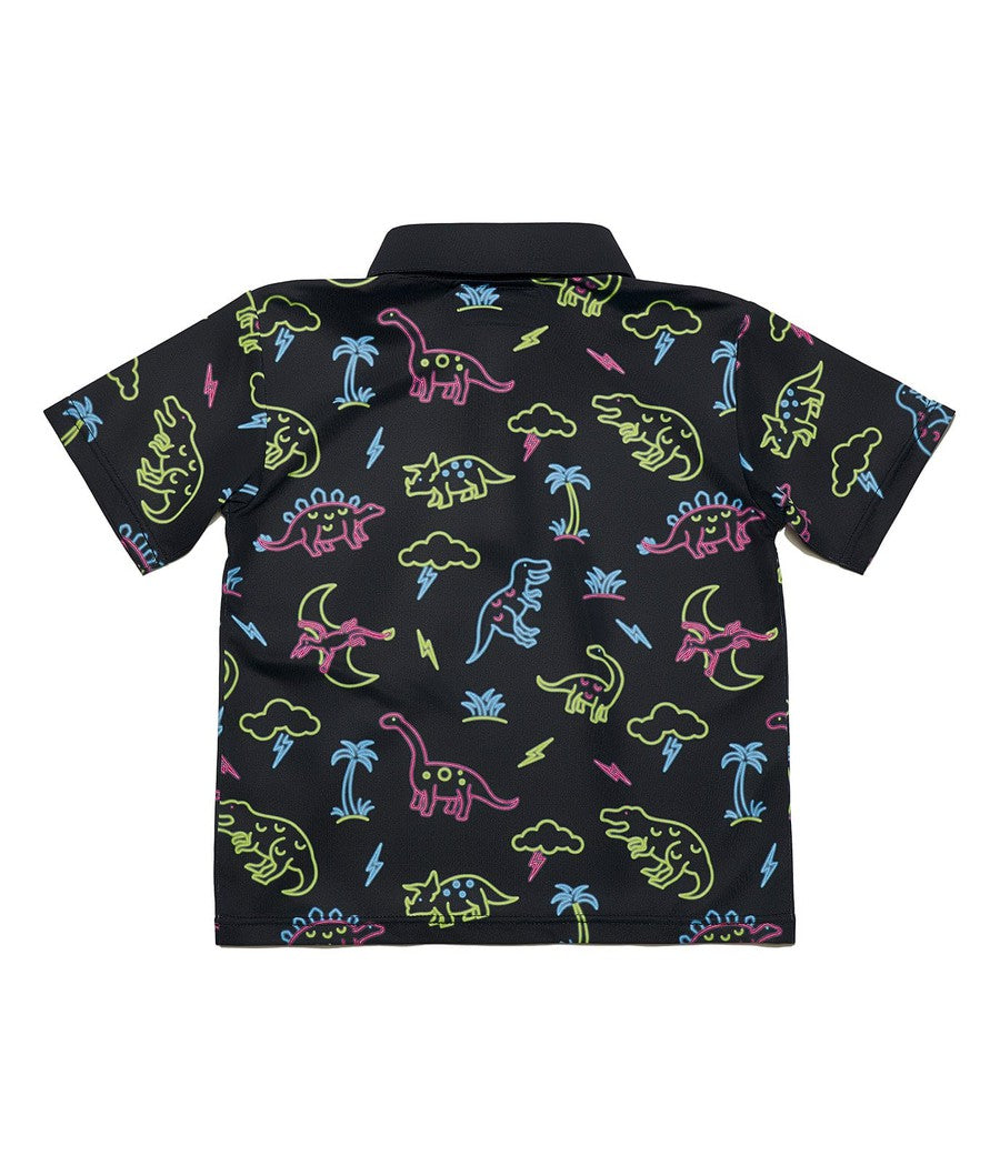 Toddler Boy's Neon Dinosaur Golf Polo Image 2