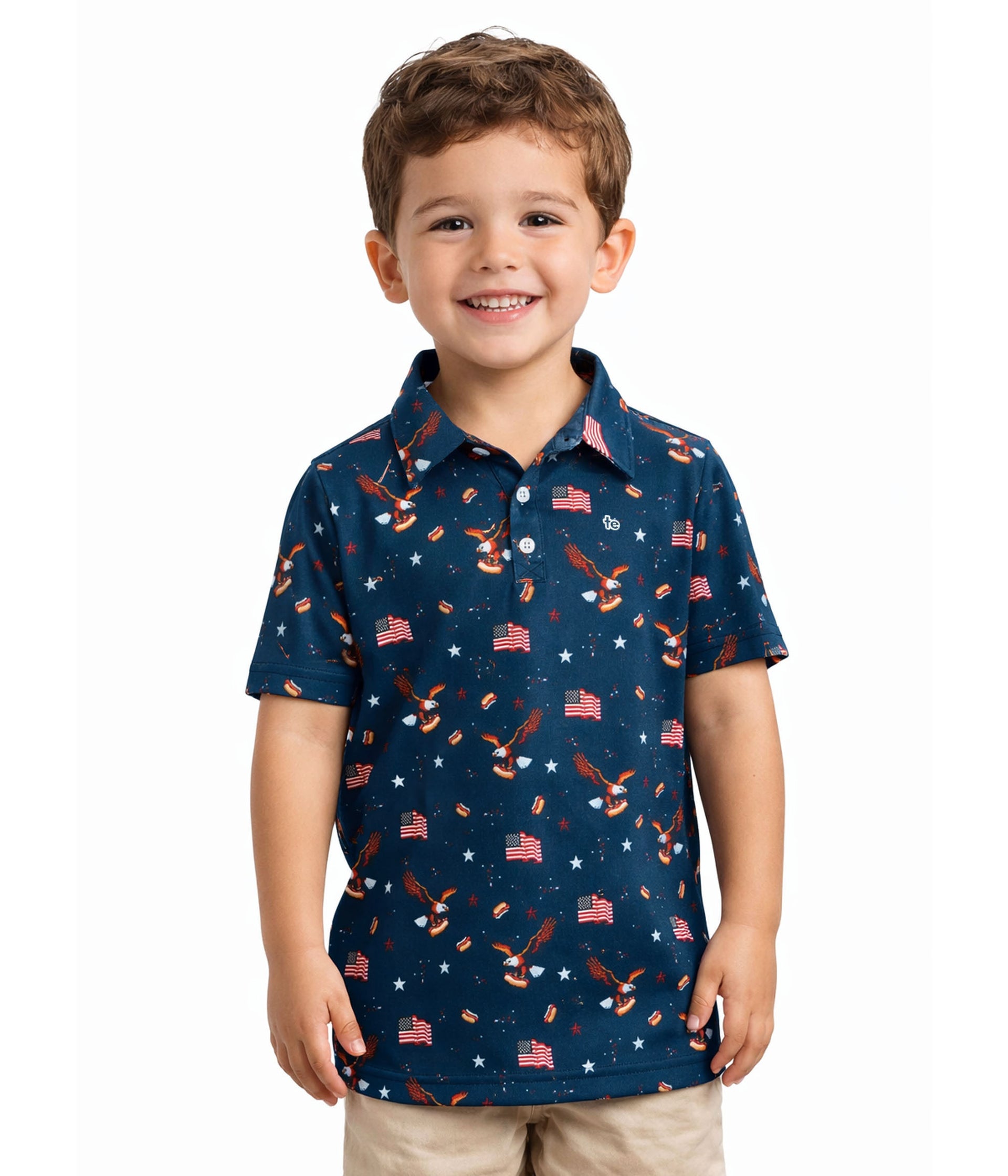 Toddler Boy's 8-Bit Eagle Golf Polo Image 2