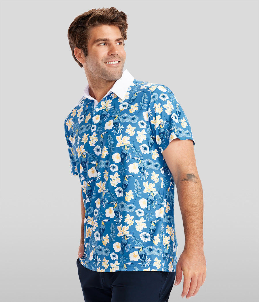 Blue Botanics Pickleball Shirt: Men's Evergreen Outfits | Tipsy Elves