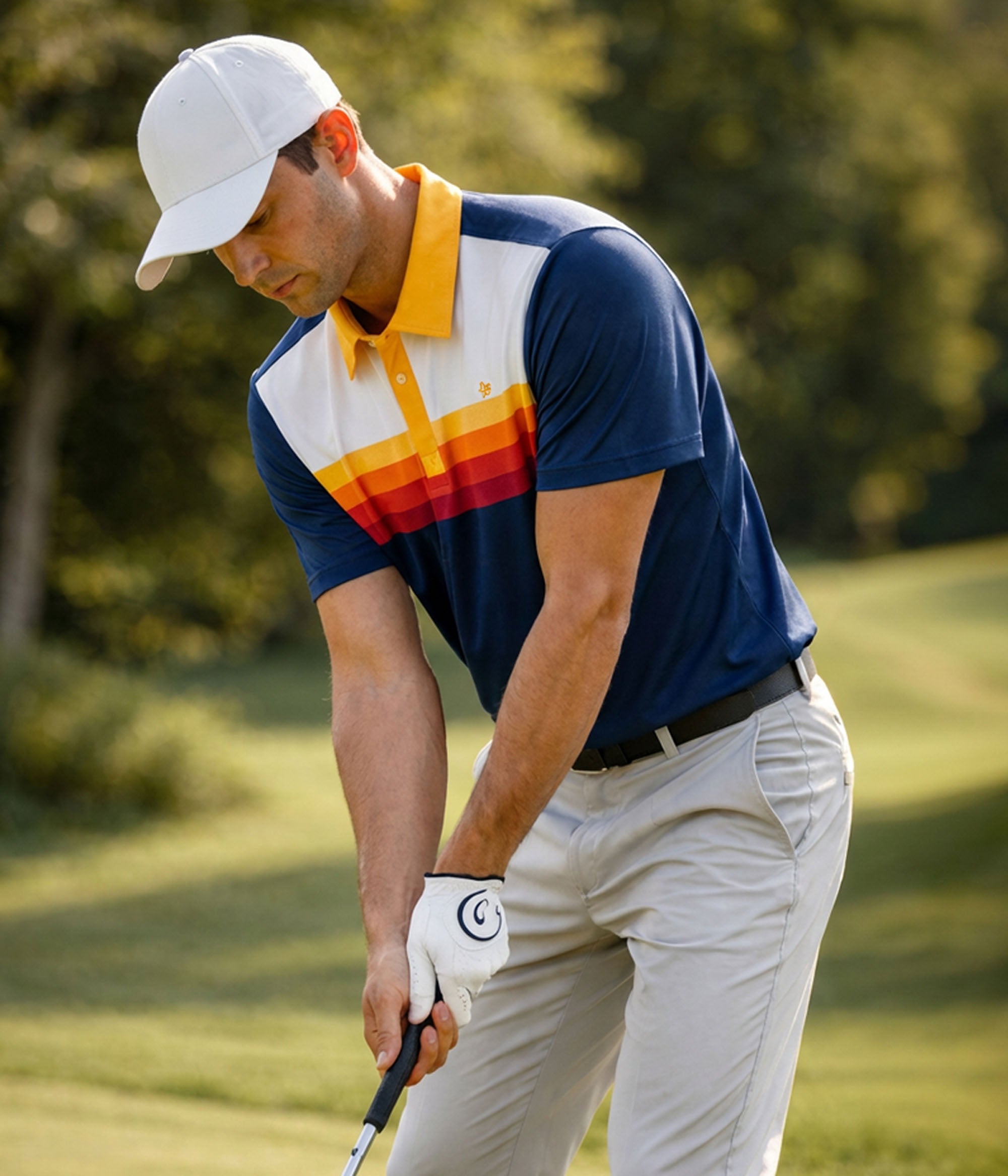 Slice of Sunset Golf Polo: Men's Golf Outfits | Tipsy Elves
