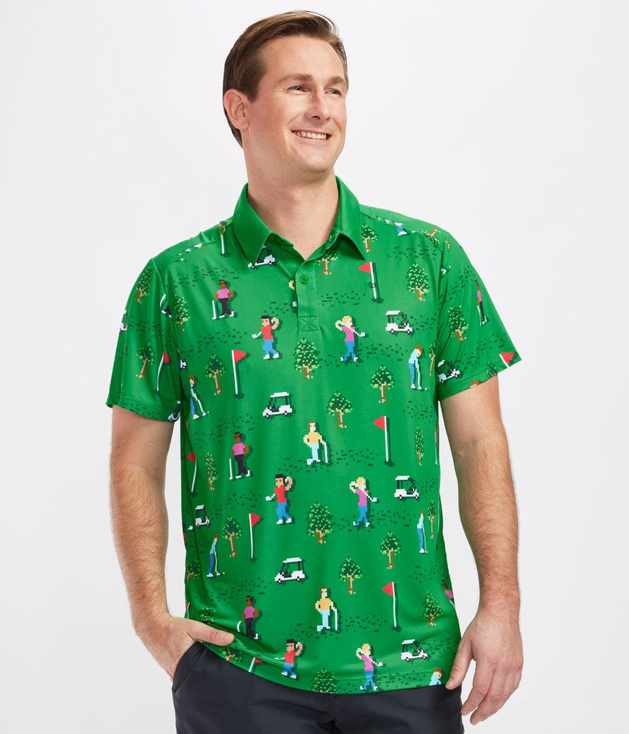 8-Bit Birdie Golf Polo: Men's Golf Outfits | Tipsy Elves