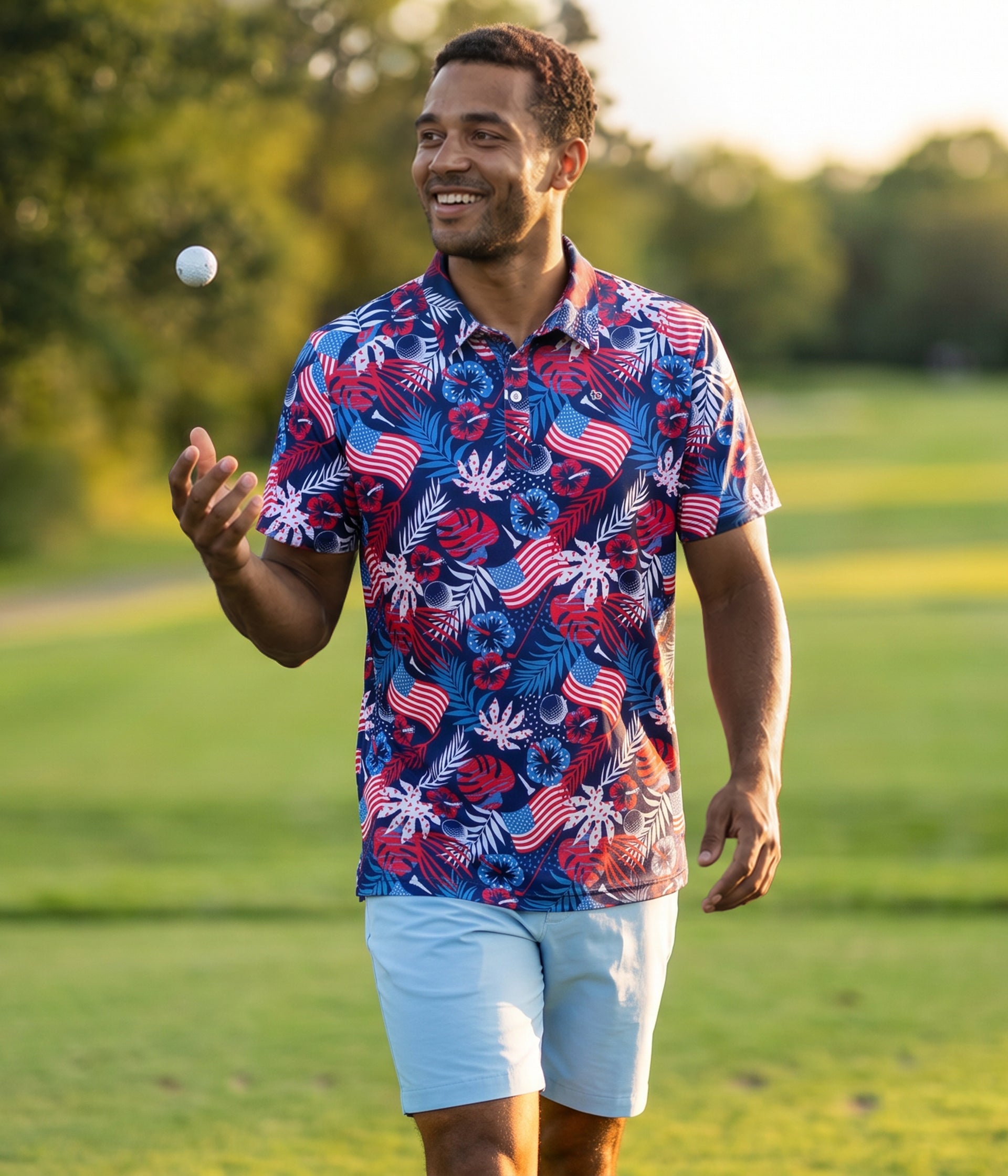 Men's Patriotic Paradise Golf Polo Image 2